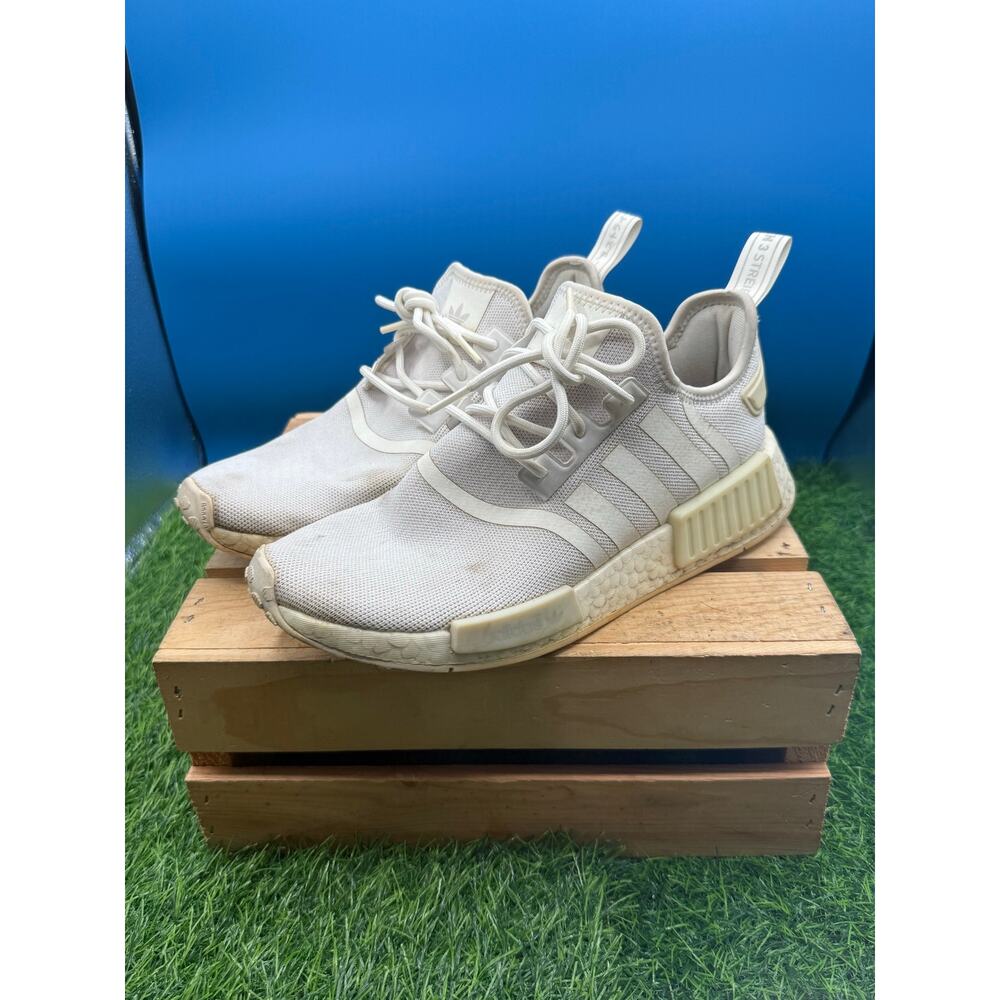 Adidas NMD R1 All White Boost Running Shoes - H02334 - Men's Size 7